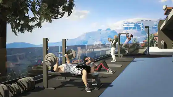 gtaonline mansions exterior gym equipment