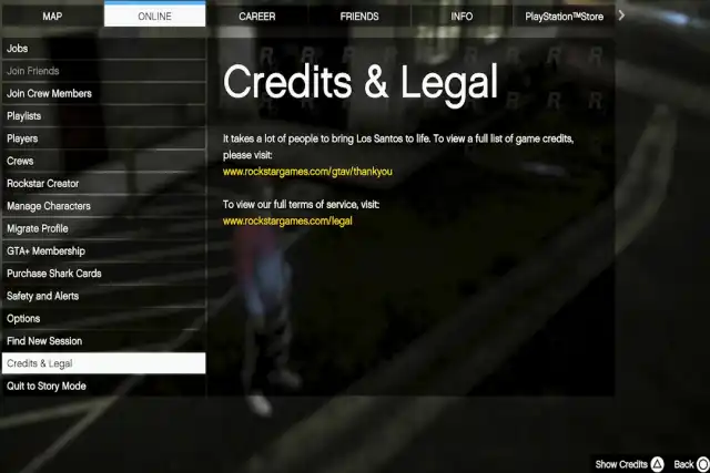gta online credits legal