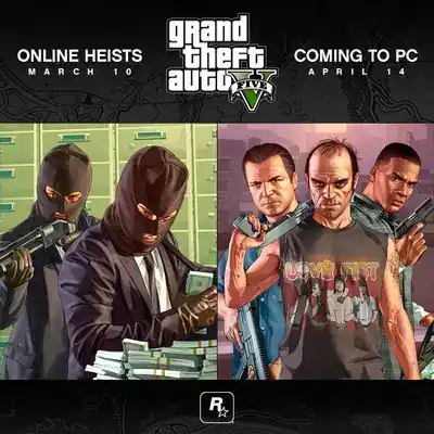 GTA V Updates: Online Heists Coming March 10, GTA V for PC Coming April 14 promotional image
