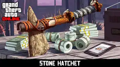 Unlock the new Stone Hatchet in GTA Online and Red Dead Redemption 2 promotional image